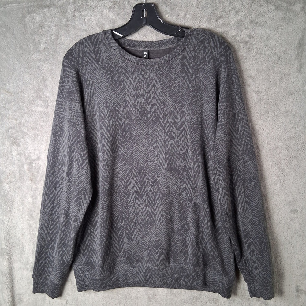 Athleta Gray Chevron Print Sweatshirt Tencel Blend Pullover 566636-03 Women's M